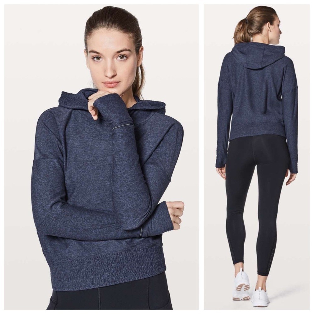 Lululemon Athletica Lead The Pack Hoodie, Heathered Stony Grape / Black sz. 2